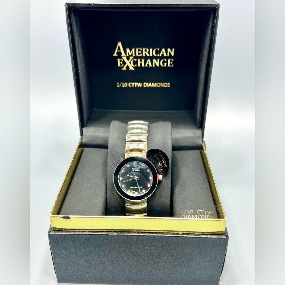 American Exchange Genuine Diamond Silver Tone Watch NWOT